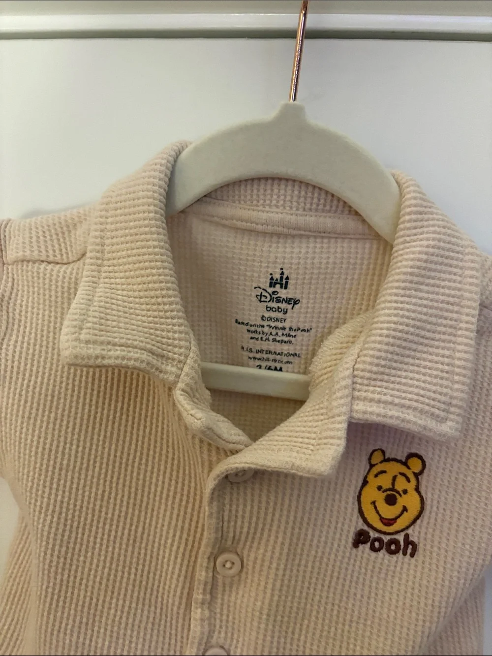 Disney Baby Beige Waffle Knit Winnie the Pooh Short Matching Set 3-6 Months